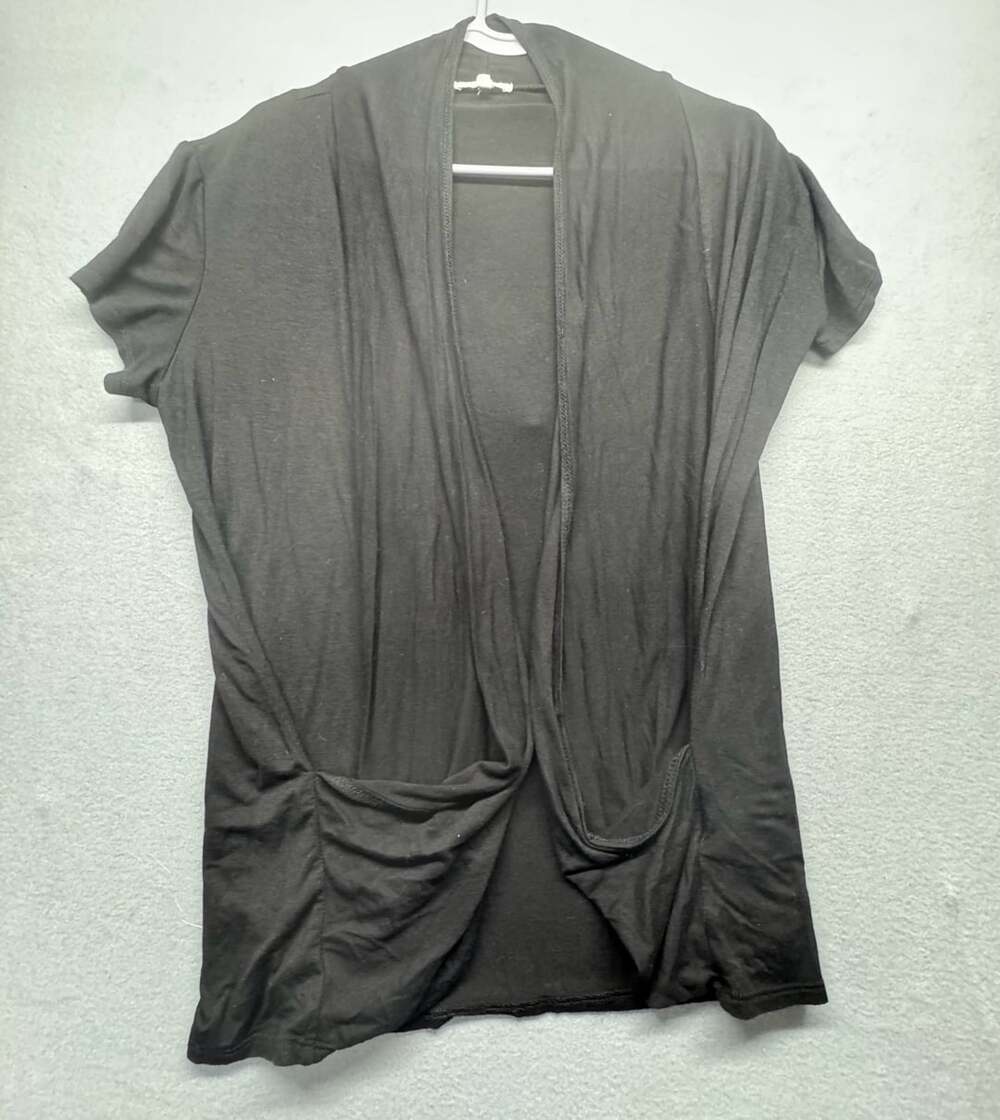 Maurices Black Short Sleeve Wrap Style Top